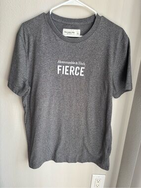 Abercrombie & Fitch Men's Fierce Logo Tee - Gray large size